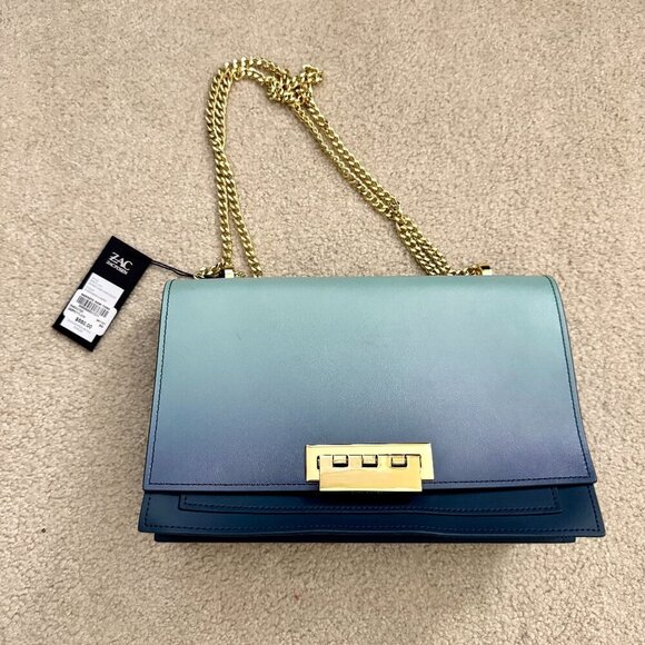 ZAC Zac Posen Earthette Leather Chain Link Bag NWT - Picture 1 of 11